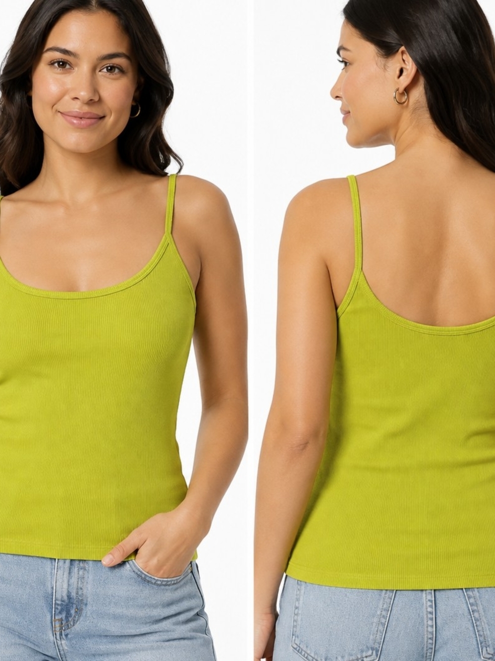 J. Crew Women's XL Ribbed Camisole Tank Top Lime Green Cotton Blend NWT